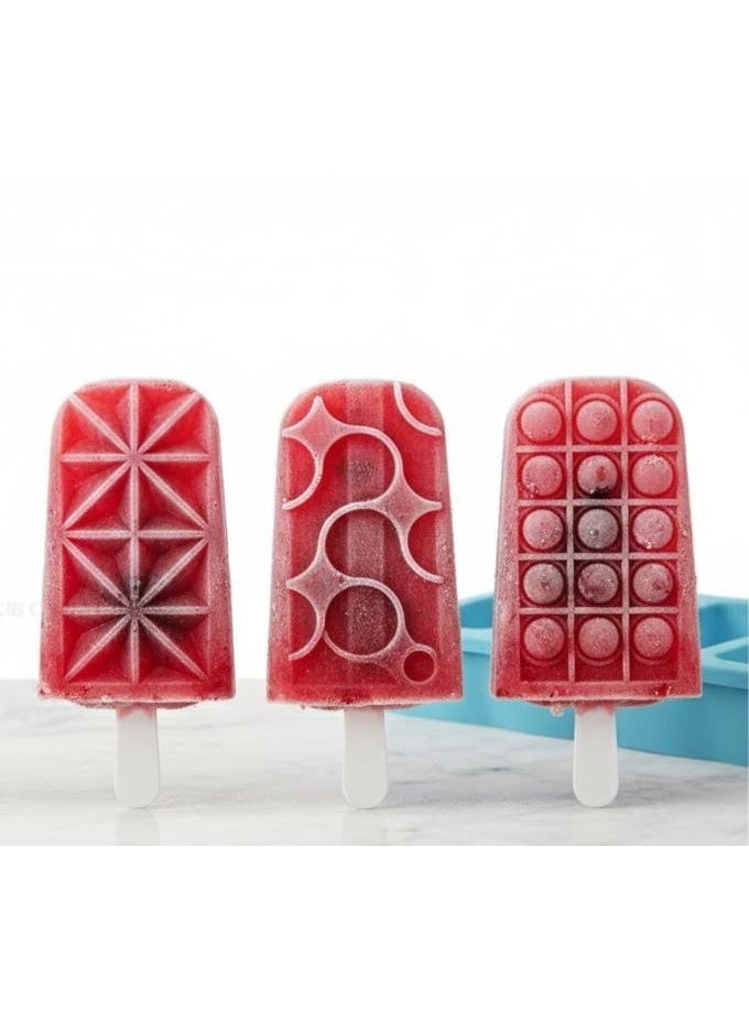 Spaceshoop 4 Cavity Geometric and Swirl Silicone Popsicle Mold for Artisan Frozen Treats and Desserts Multicolor - Image 5